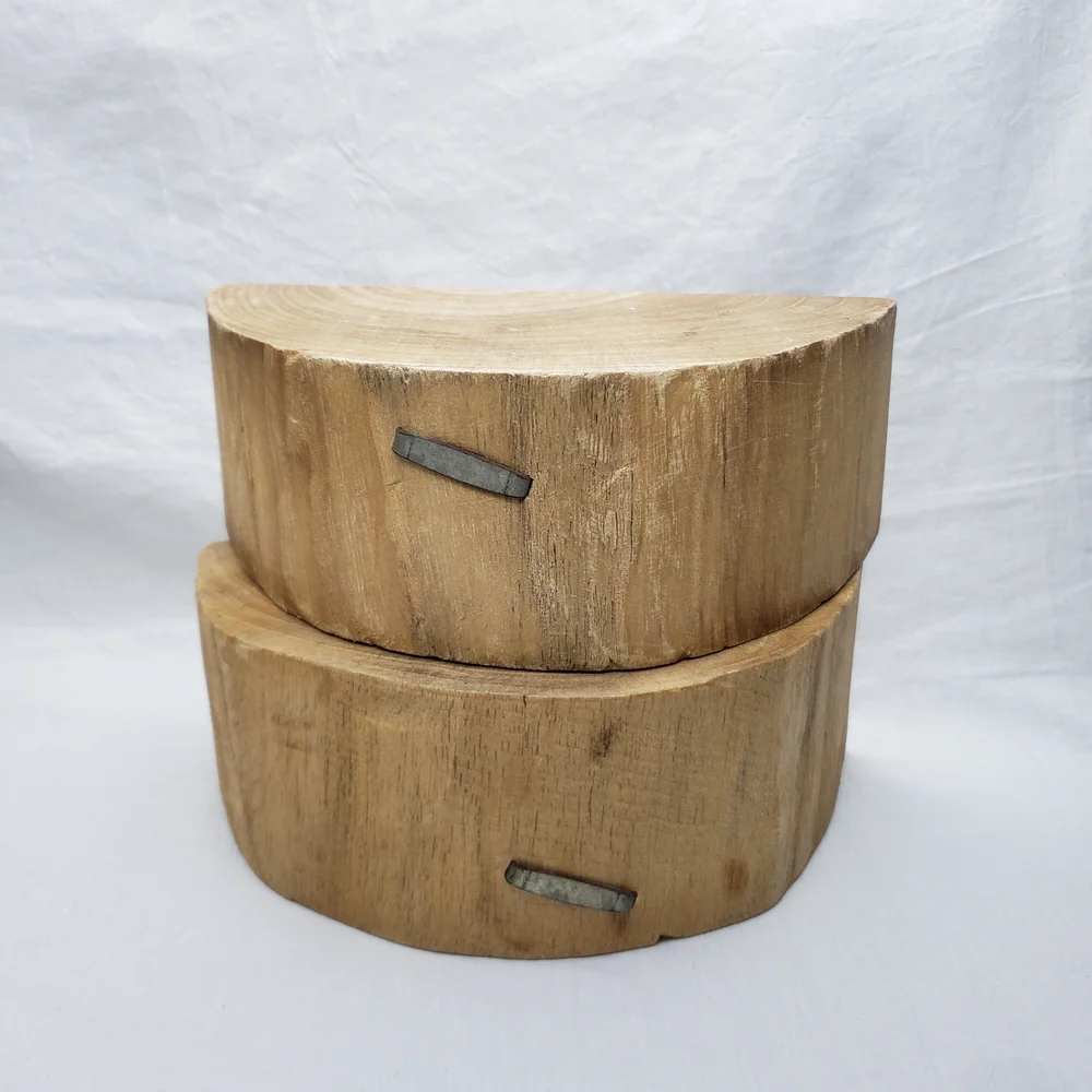 Rustic Half Moon Split Tree Wall Shelves